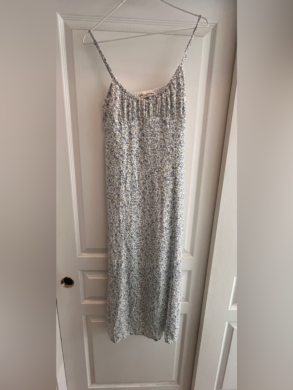 No Boundaries White and Blue Floral Maxi Skirt Dress